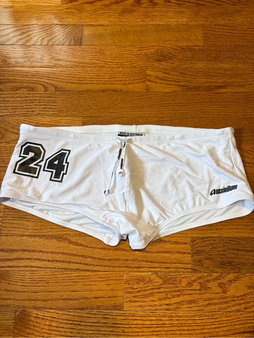 Aussiebum Men’s White Athletic Swim Shorts with '24' Graphic